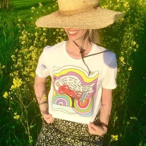Folk art illustrated angel rainbow tshirt
